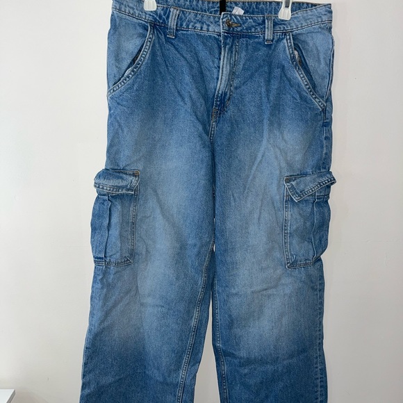 Divided Denim - Divided Women’s Blue Wide Leg Cargo Jeans